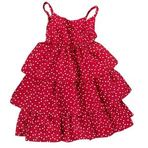 Red Tiered with White Hearts Size 3T Dress.